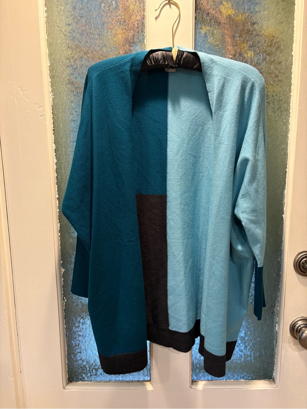 Chico’s  & Light Blue Colorblock Open Cardigan XXS/XS